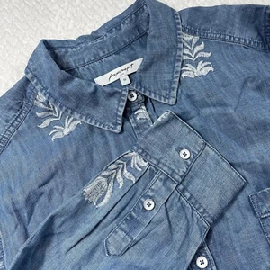 Foxcroft Denim Embroidered Floral Lightweight Long Sleeve Shirt Size 18 - Picture 1 of 8