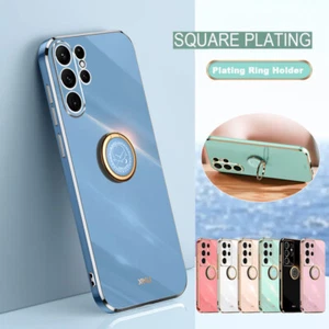 Case For Samsung S23 S22 S21 Ultra S20 FE Luxury Plating Ring Holder Soft Cover - Bild 1 von 19