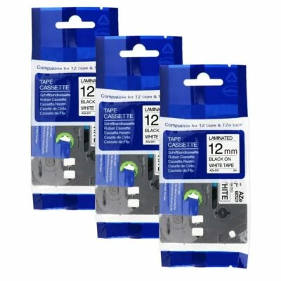 ESELLER 3 Tape cassette TZ-231 Black on white 12mm 8m for Brother TZe231 P-touch PT-H110