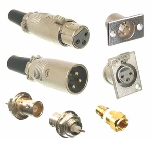 AV Connectors: XLR3 CANNON STYLE Microphone , miniBNC Socket , Type 43 Plug - Picture 1 of 15