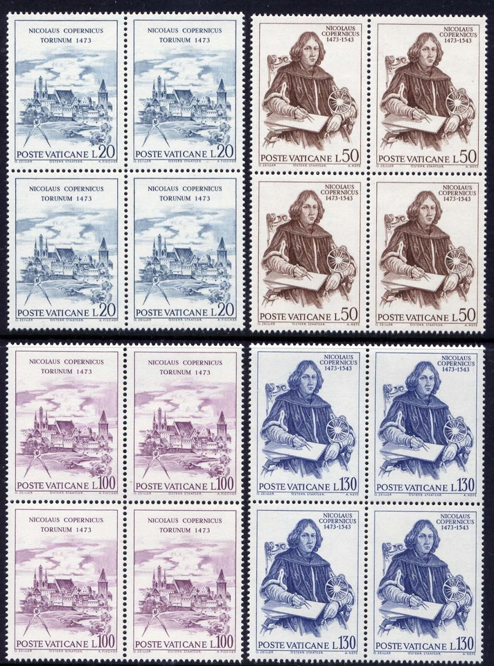 VATICAN Sc#537-40 negro 4 1973 Nicolás Copérnico, astrónomo (1473-1543) MNH Foto 1 de 1