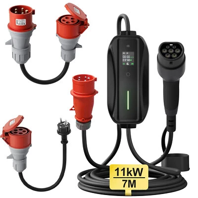 CEE Adapter Starkstrom 32A Stecker auf 16A Kupplung 400V 0.5M + 7M CEE Ladekabel - Bild 1 von 4