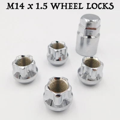 Tuercas de rueda de bloqueo M14x1,5 abiertas (cromo) para Dodge Challenger Mk3, SRT-8 Foto 1 de 4