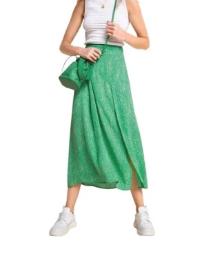 RIANI Kitten Print Midi Summer Skirt Front Slit Green Size 38/UK 12 RRP £265 - Image 1 of 4