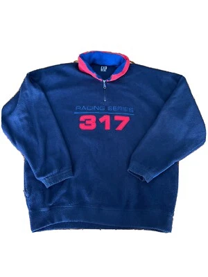 GAP Vintage 90s Navy Blue Fleece 1/4 ZIP Pullover 317 Racing Series Men’s Med - Image 1 of 4