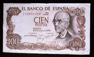 El Banco De Espana Cien Pesetas 1970 Madrid Note Circulated - Picture 1 of 2