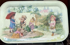Vintage Children's Scene Tin Litho Tray Massailly France - Picture 1 of 7