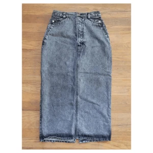 Vintage 1990's Highwaist Black Acid Wash Denim Western Skirt - Picture 1 of 5