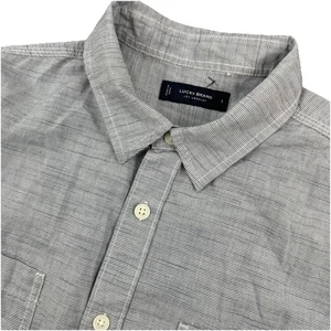 Camisa con botones de manga corta LUCKY BRAND para hombre azul/blanco a rayas - grande - Imagen 1 de 8