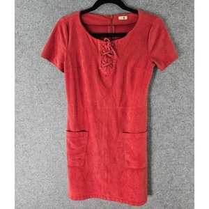 Hollister Boho Faux Suede Shift Dress Lace Up Mini Dress Pockets size Small NWOT - Bild 1 von 7
