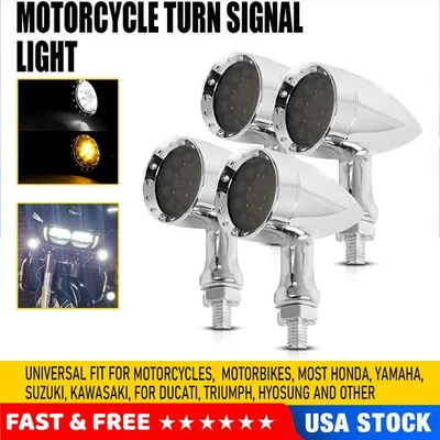For Yamaha V Star 250 650 950 4pcs Chrome LED Blinker Turn Signals Running Light - Imagem 1 de 4