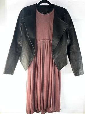 Chaqueta corta abierta de cuero suave negra BB Dakota Moto Punk Grunge Gótica Talla S Foto 1 de 4