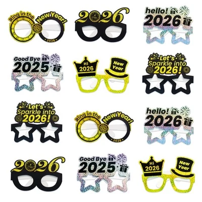 VinForsoul 12 piezas suministros de fiesta de Nochevieja 2026, negro, dorado y plateado 20... Foto 1 de 4