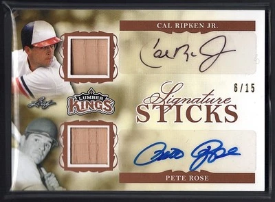 2020 Lumber Kings Sig. Sticks Cal Ripken Jr./Pete Rose Relic Auto 6/15 #SS-04 - Image 1 of 2