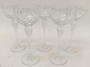 ROYAL BRIERLEY Vintage Long Stemmed Clear Wine Goblets x5 Decorative Glasses - Picture 1 of 10