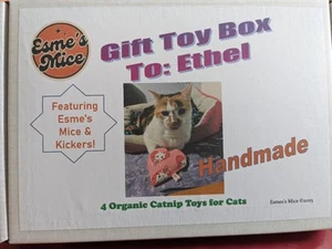 Esme's Mice Gift Toy Box - 4 Organic🌿Catnip Toys £12.99 personalised - Picture 1 of 15