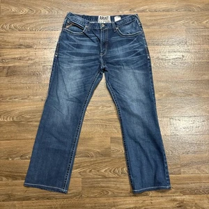 Pantalones de mezclilla Y2K/de colección Ariat M4 tiro bajo corte de bota punto grueso rodeo lavado oscuro 38x34 - Imagen 1 de 12