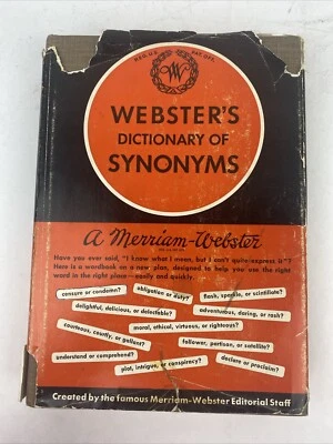 Webster's Dictionary of Synonyms (1951, Hardcover, Dust Jacket) Merriam-Webster - Image 1 of 4