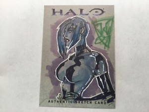 Halo XBOX Trading Card 2007 Topps John Watkins Chow artist Sketch 1/1 Cortana