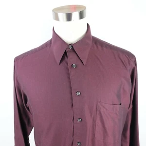 Pronto Uomo Mens Cotton Non Iron LS Button Up Maroon Finely Checkered Shirt 16 - Picture 1 of 7