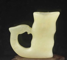 Chinese old natural jade hand-carved statue dragon cup 2.3 inch