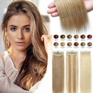 One Piece Thick Clip In Real Human Hair Extensions Side Pad Hairpiece Blonde USA - Picture 1 of 23