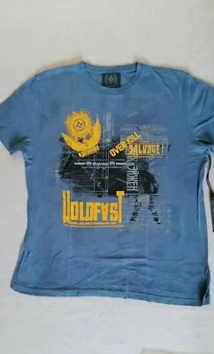 Camiseta Original Vintage Marca Salvage "Polígrafo" Azul Marino V51T429 Talla XXL (2XL) Foto 1 de 4