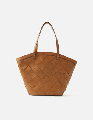 Bolso de mano Monsoon Accessorize tejido cruzado marrón fin de semana trabajo inteligente bronceado  Foto 1 de 4