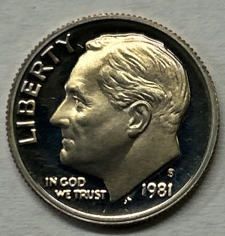 1981 S Proof Roosevelt Dime From Proof Set With Free Shipping Cover