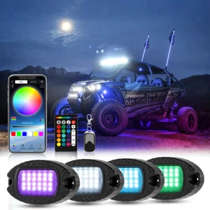 4PC RGBW LED Rock Light bluetooth Control for Polaris Ranger XP 500 570 900 1000 - Picture 1 of 12