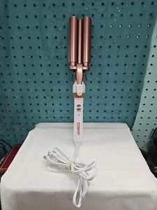 Conair Double Ceramic 3 Barrel Hair Waver Beach White Rose Curling Iron, Works - Picture 1 of 9