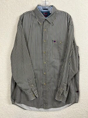 Vintage Bugle Boy Shirt Mens Large Button Up Striped Long Sleeve Classic 90s - Image 1 of 4
