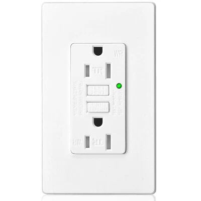 GFI GFCI Outlet 15 Amp Ground Fault Circuit Interrupter Tamper Resistant WR ETL - Image 1 of 4