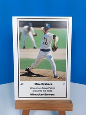Mike Birkbeck 1989 Milwaukee Brewers Card State Patrol Police Wisconsin Baseball