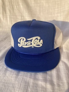 Never Worn Mint Vintage 80s Rare Retro Pepsi Cola - Dash Blue White  Trucker Hat - Picture 1 of 10