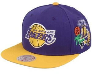 MENS MITCHELL & NESS NBA PATCH OVERLOAD SNAPBACK LAKERS - PURPLE-YELLOW - Picture 1 of 5