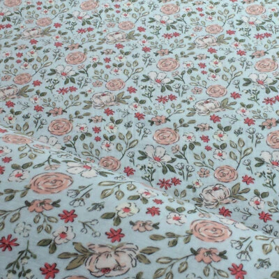 Stoff Baumwolle Musselin hellblau Blume zart Double Gauze Gaze Blümchen - Bild 1 von 4