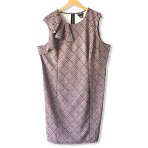 Liz Claiborne Dress Womens Size XXL Pure Romance Red Black Plaid NEW NWT - Picture 1 of 7