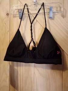 Top Under Armour Fit Heat Gear stile Bakini nero con rosa taglia media NOS NUOVO CON ETICHETTE - Foto 1 di 7