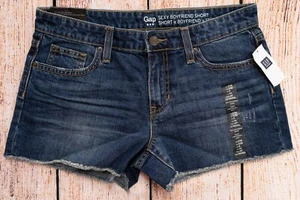 Womens Sz 2 Sexy Boyfirend Cutoff Med Indigo Denim Short NWT GAP - 373721 (5a32) - Picture 1 of 3