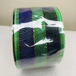 1 Roll 4" x 25' Green Purple Blue Metallic Mesh Crafts Wedding Party Bow Nicole - Picture 1 of 6