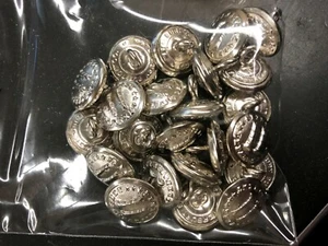 Waterbury Buttons 5/8" Flat 2 Parallel Trumpet Bugle Fire Silver Plated - Picture 1 of 1