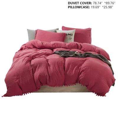 Juego de ropa de cama colcha suave funda nórdica y fundas de almohada Doona edredón rojo de lujo Foto 1 de 4