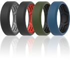 Thunderfit Men Breathable Air Grooves Silicone Wedding Ring Wedding Bands (4 Pk)