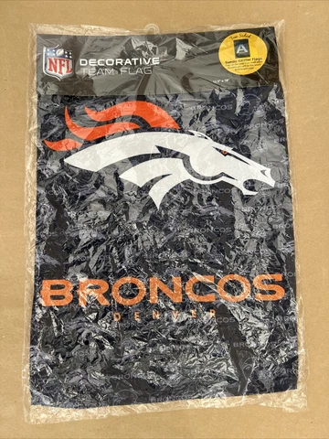 NFL DENVER BRONCOS FLAG BANNER 2 SIDED TEAM FLAG SUEDE GLITTER 12.5x18 NEW Cover