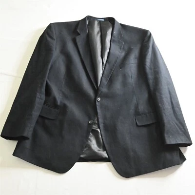 Stafford 52L Big Black Linen Cotton Classic Fit Mens Blazer Sport Coat Jacket - Image 1 of 4