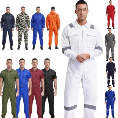 Men Work Overalls Coverall Multi-pocket One-piece Jumpsuit Dustproof Workwear - Image 1 of 4