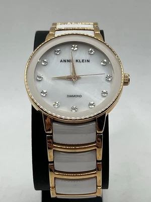 Anne Klein Women’s Watch Diamond AK/2672 White & Gold Band New Battery - Image 1 of 4