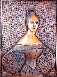 Duquesa Helena de MECKLEMBURGO-SCHWERIN, duquesa de Orleans, relieve de madera 1848 - Imagen 1 de 6