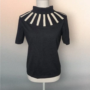 Vintage 60's Sebastian Wool Short Sleeve Mock Neck Sweater Top Black Rare Italy  - Bild 1 von 8
